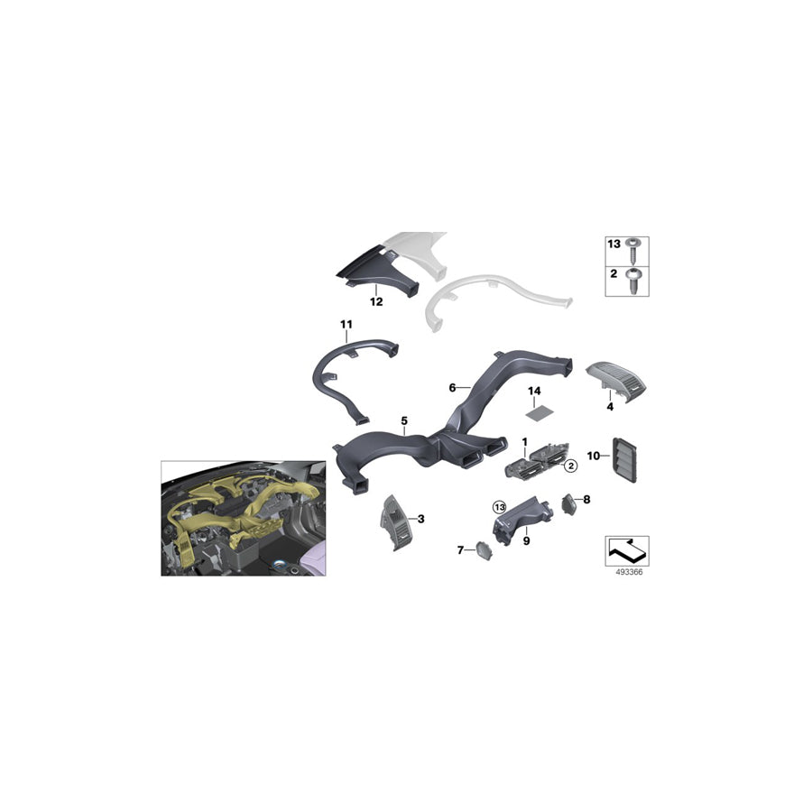 Genuine BMW 64229282999 Fresh Air Grille Center (Inc. i3s 94Ah Rex, i3 60Ah & i3 120Ah) | ML Performance US Car Parts