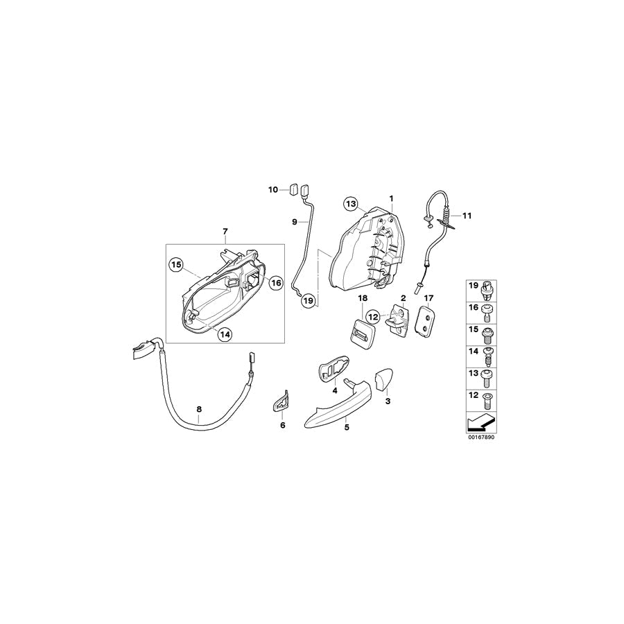 Genuine BMW 51203449055 E83 Carrier, Outside Door Handle, Rear Left (Inc. X3) | ML Performance US Car Parts