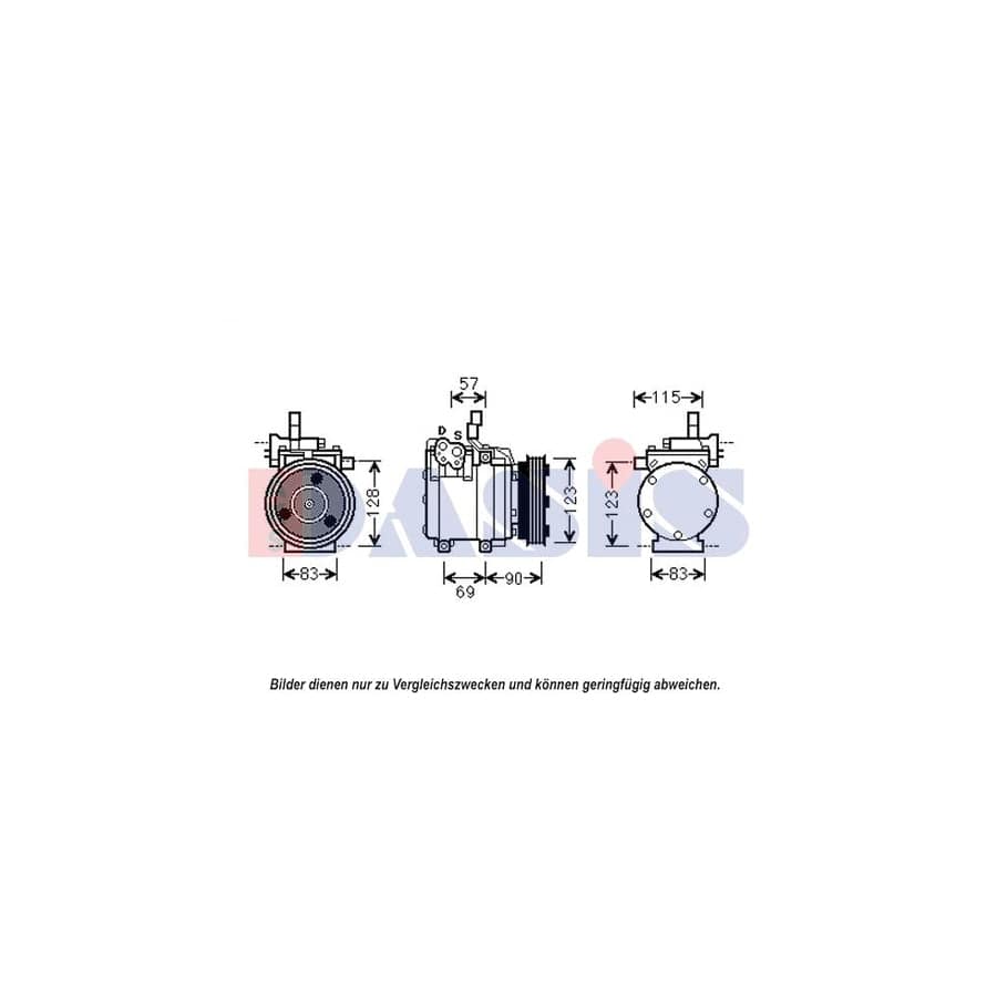 AKS Dasis 852561N Compressor, Air Conditioning for Hyundai Pony