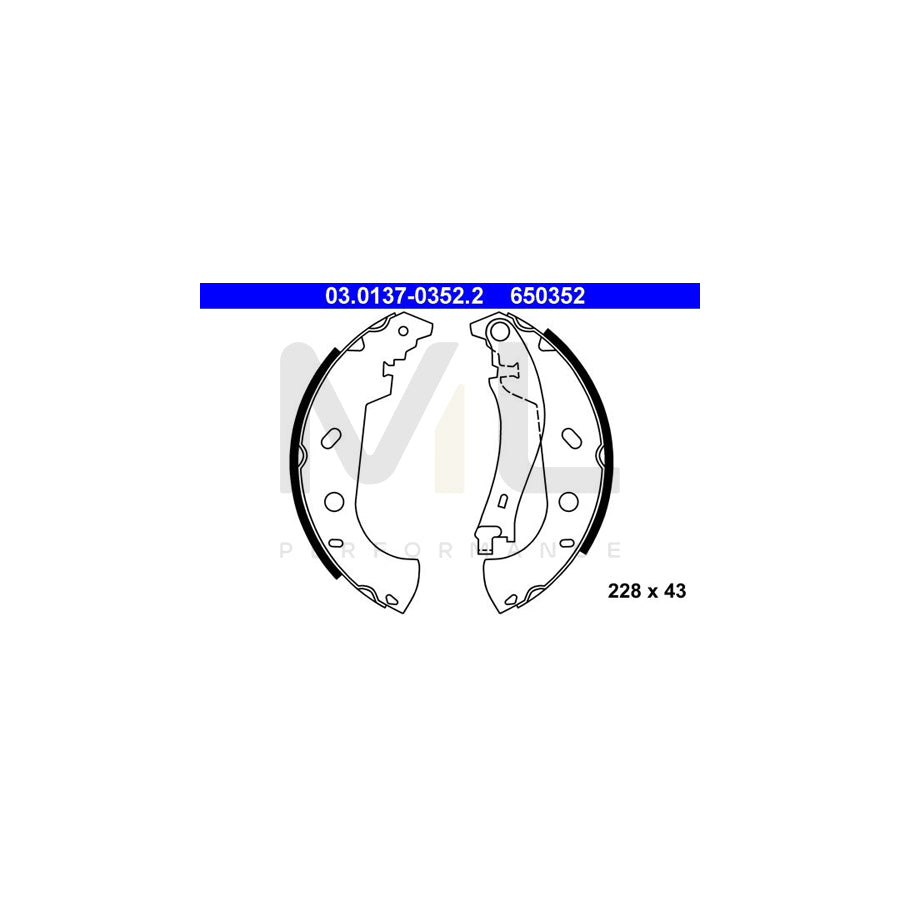 ATE 03.0137-0352.2 Brake Shoe Set with lever