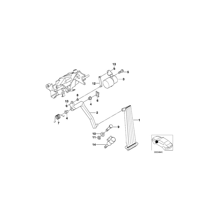 Genuine BMW 35411162207 E39 E38 Pedal (Inc. 525tds, 730d & 725tds) | ML Performance US Car Parts