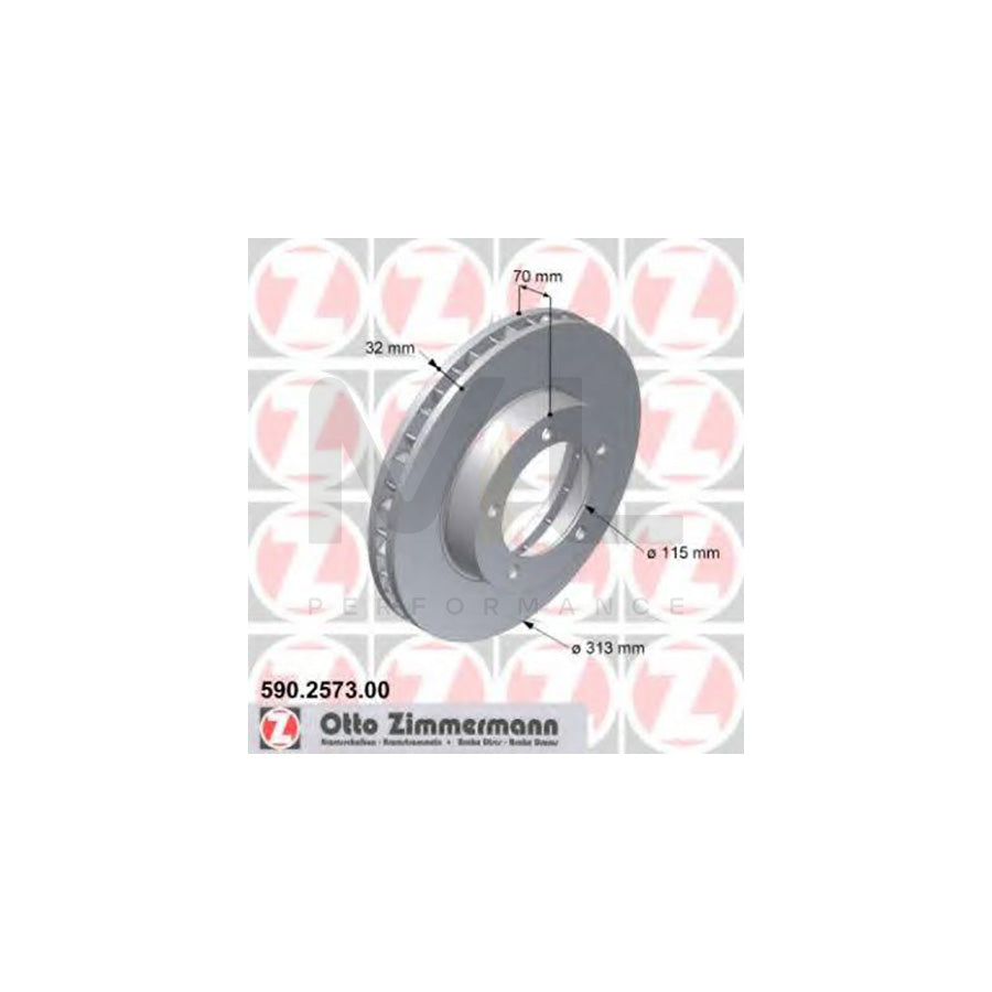 ZIMMERMANN 590.2573.00 Brake Disc for TOYOTA Land Cruiser Amazon (J100) Internally Vented - 1 piece