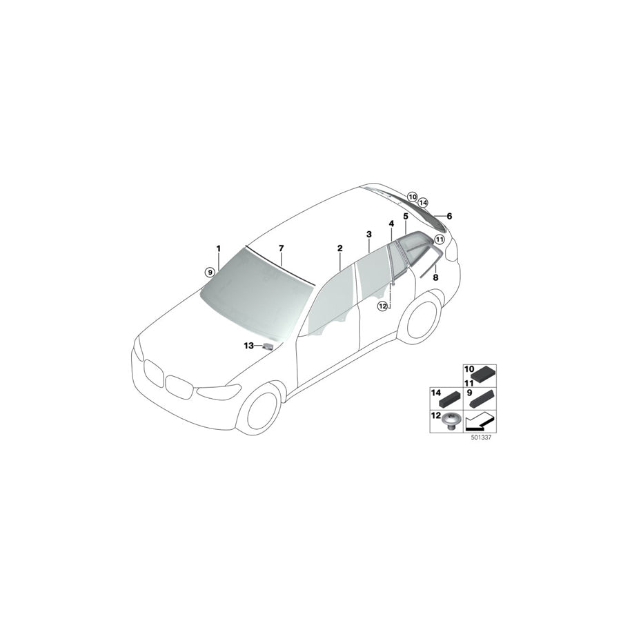 Genuine BMW 51337480563 G01 Side Window, Door, Left Rear (Inc. X3 20iX, X3 30iX & X3 20i 1.6) | ML Performance US