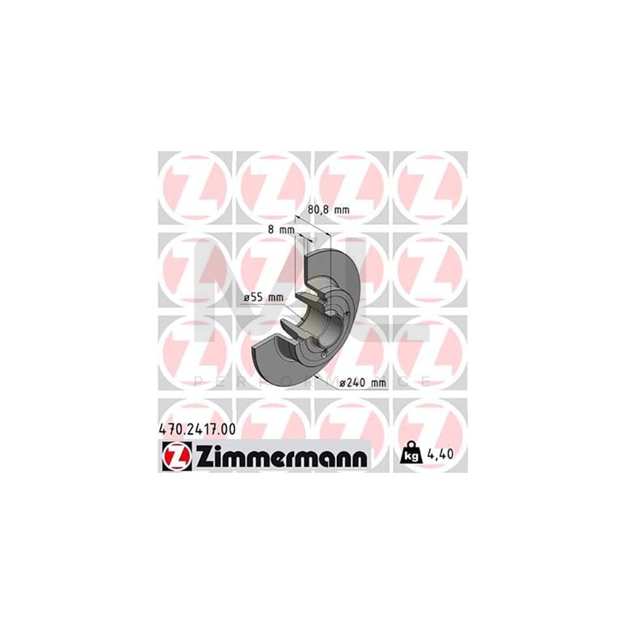 ZIMMERMANN 470.2417.00 Brake Disc Solid, without ABS sensor ring, without wheel bearing - 1 piece