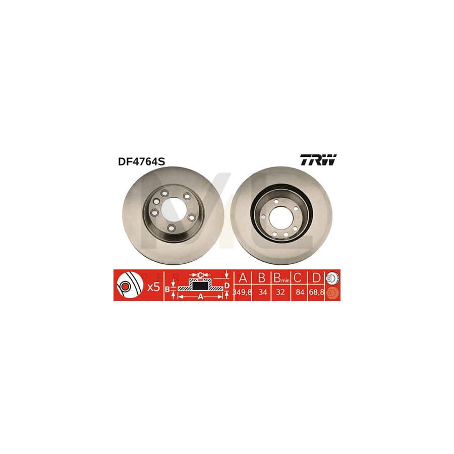 TRW DF4764S Brake Disc Vented, Painted, High-carbon | ML Performance Car Parts