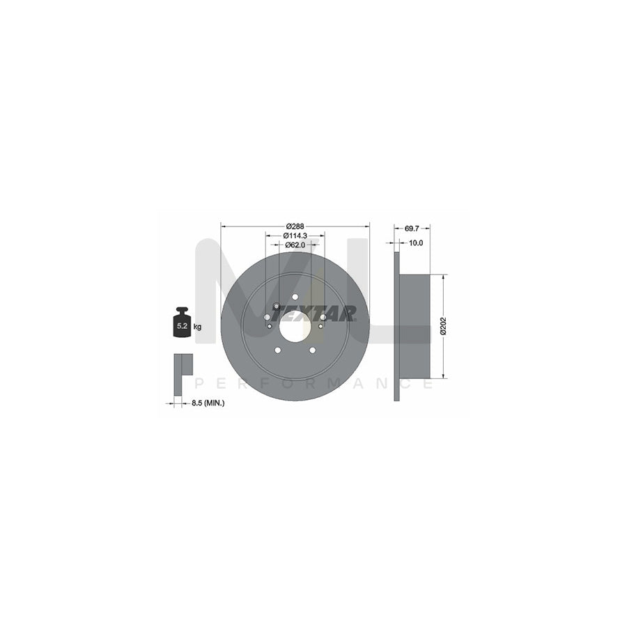 TEXTAR PRO 92171603 Brake Disc Solid, Coated, without wheel hub, without wheel studs | ML Performance Car Parts