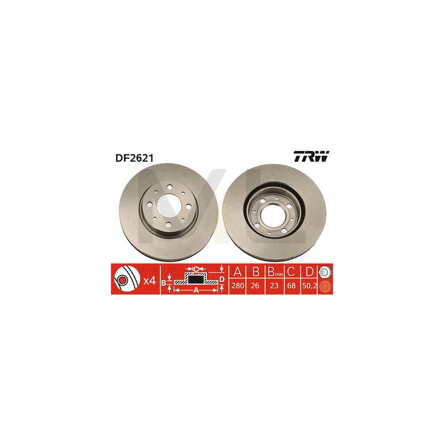 TRW DF2621 Brake Disc for VOLVO 850 Vented, Painted | ML Performance Car Parts