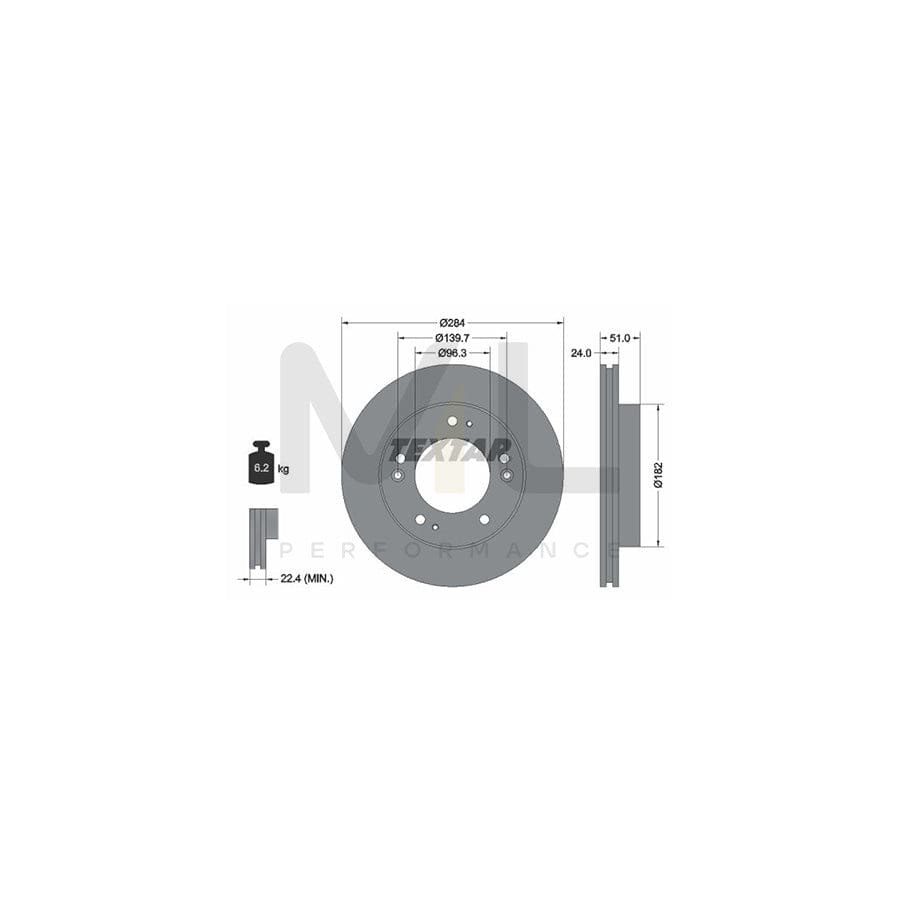 TEXTAR 92104400 Brake Disc Internally Vented, without wheel hub, without wheel studs | ML Performance Car Parts