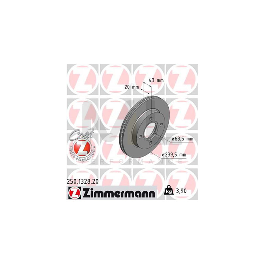 ZIMMERMANN COAT Z 250.1328.20 Brake Disc Internally Vented, Coated - 1 piece