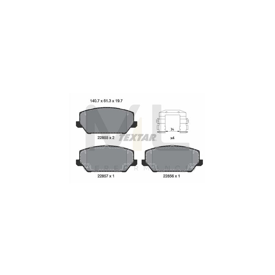 TEXTAR 2285501 Brake pad set with acoustic wear warning, with accessories | ML Performance Car Parts