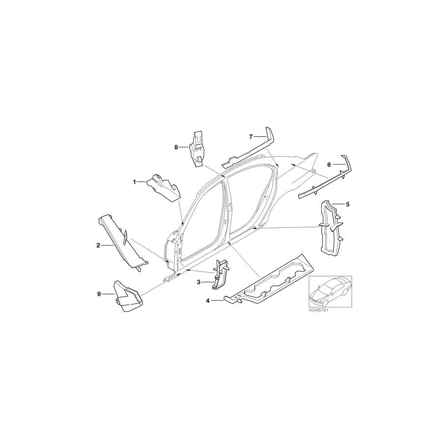 Genuine BMW 41217027404 E65 E66 Molded Part Column A Right (Inc. 730d, 730i & 750i) | ML Performance US Car Parts