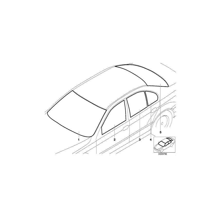 Genuine BMW 51338196720 E39 Side Window Green Right (Inc. 530d, 540i & 520i) | ML Performance US Car Parts