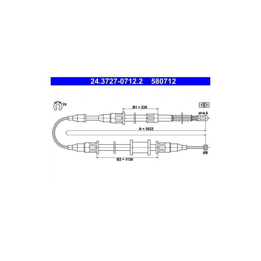 ATE 24.3727-0712.2 Hand Brake Cable