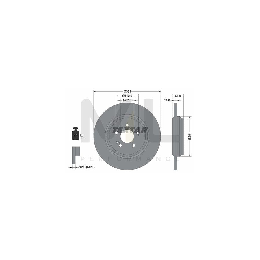 TEXTAR PRO 92103303 Brake Disc suitable for MERCEDES-BENZ ML-Class (W163) Solid, Coated, without wheel hub, without wheel studs | ML Performance Car Parts
