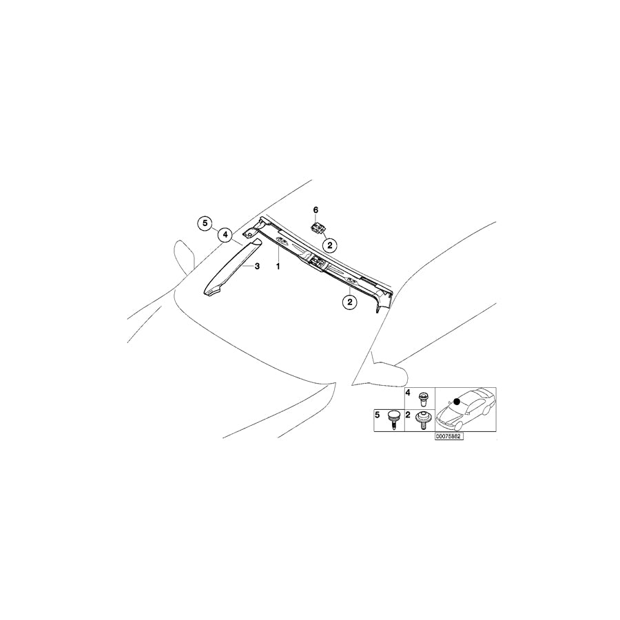 Genuine BMW 51448242765 E52 Bracket, Windshield Panel Cover, Top (Inc. ALPINA V8 & Z8) | ML Performance US Car Parts