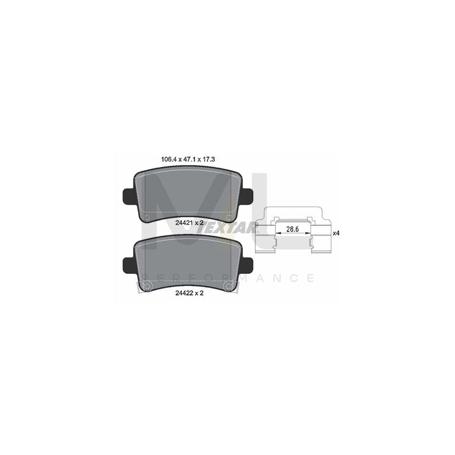TEXTAR 2442102 Brake pad set with acoustic wear warning, with accessories | ML Performance Car Parts