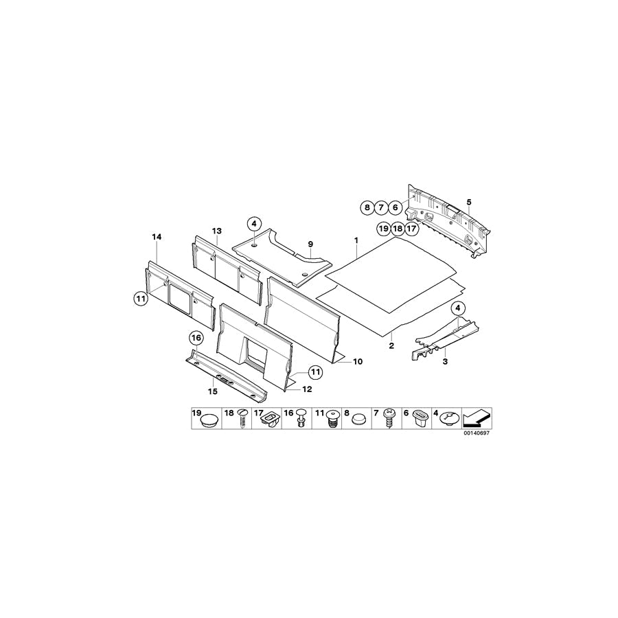 Genuine BMW 51477009183 E64 Trunk Partition Trim Panel ANTHR.-MELANGE (Inc. 645Ci, 635d & M6) | ML Performance US Car Parts