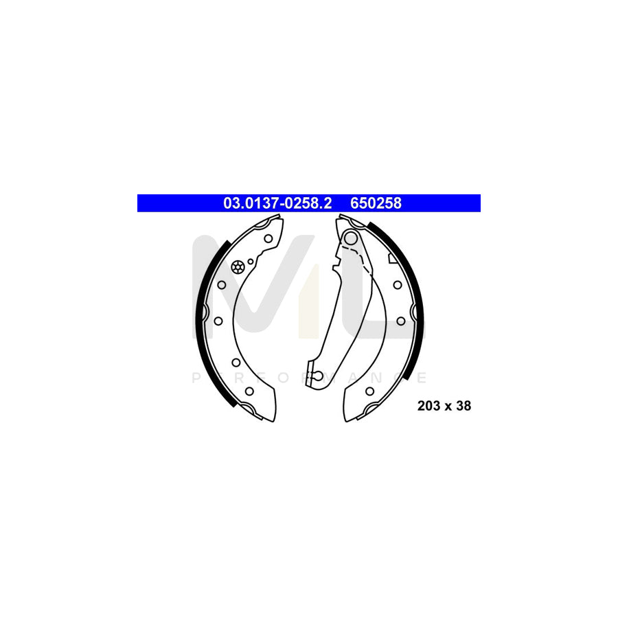 ATE 03.0137-0258.2 Brake Shoe Set with lever