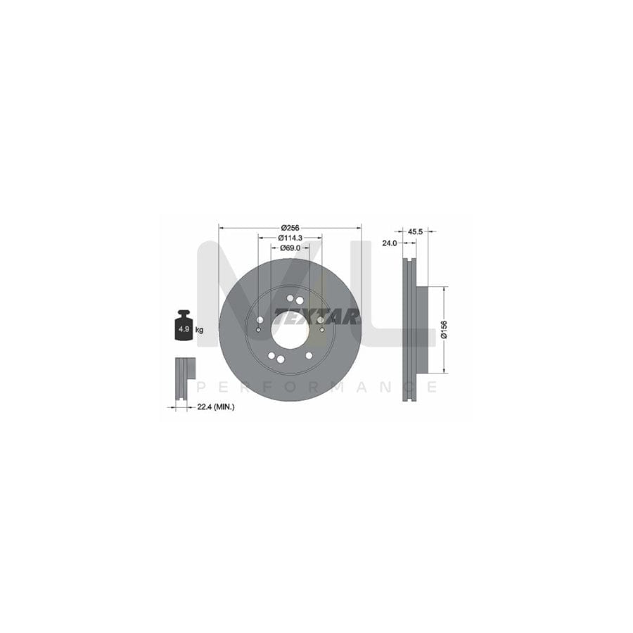 TEXTAR 92063000 Brake Disc Internally Vented, without wheel hub, without wheel studs | ML Performance Car Parts