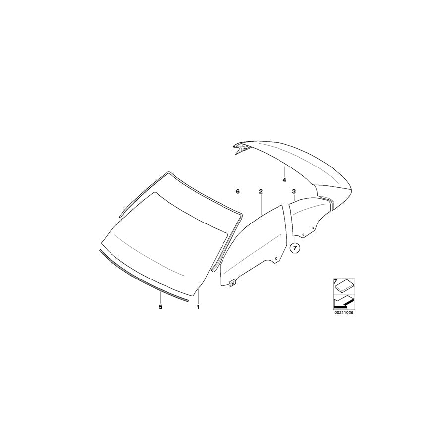 Genuine BMW 51377128385 E93 Side Window, Green, Rear, Left (Inc. 325i, 320d & 335i) | ML Performance US