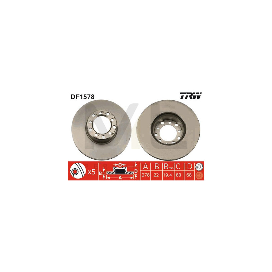TRW DF1578 Brake Disc Vented | ML Performance Car Parts