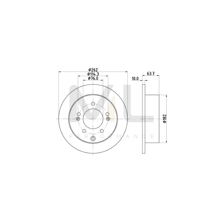 HELLA 8DD 355 125-301 Brake Disc PRO, Solid, Coated, without wheel hub, without wheel studs
