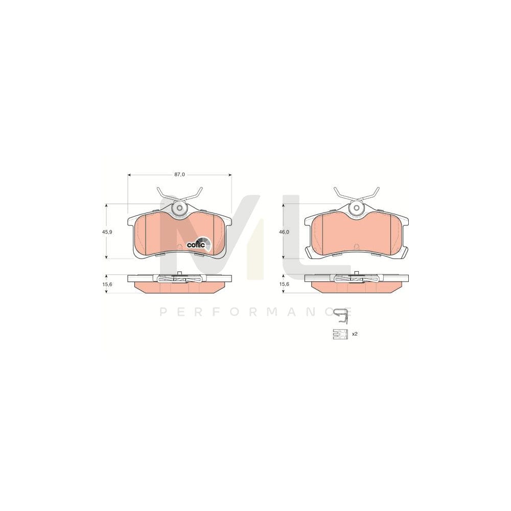 TRW Cotec Gdb3334 Brake Pad Set With Acoustic Wear Warning, With Accessories | ML Performance Car Parts