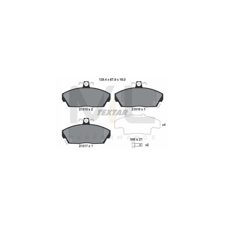 TEXTAR 2151503 Brake pad set with acoustic wear warning, with brake caliper screws, with accessories | ML Performance Car Parts