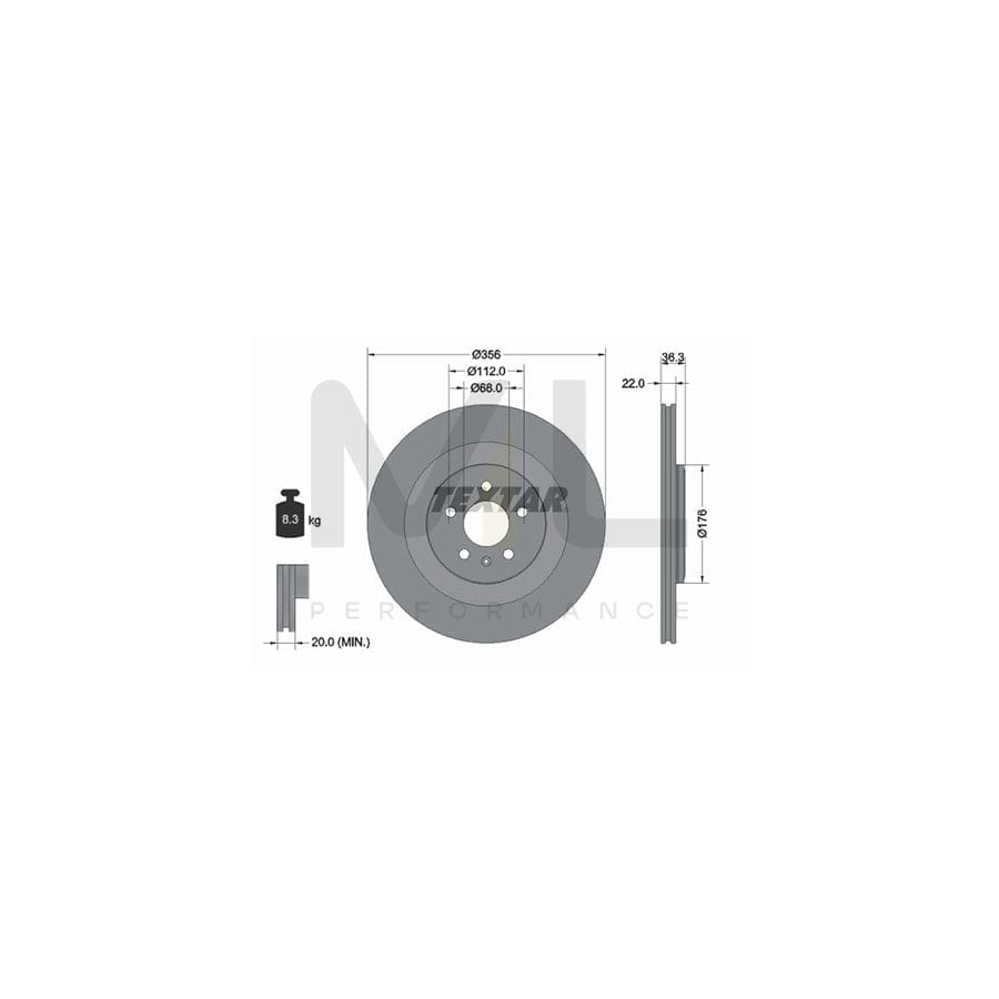 TEXTAR PRO 92241803 Brake Disc Internally Vented, Coated, without wheel hub, without wheel studs | ML Performance Car Parts