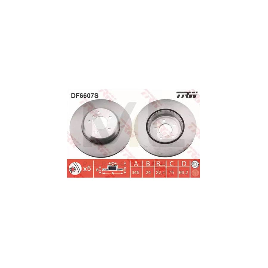 TRW DF6607S Brake Disc Two-piece brake disc, Vented, High-carbon | ML Performance Car Parts