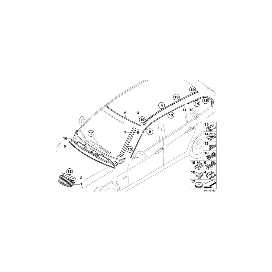 Genuine BMW 51137129667 E91 E91 Molding, Side Frame, Rear Left CHROM (Inc. 330xd, 318i & 323i) | ML Performance US Car Parts