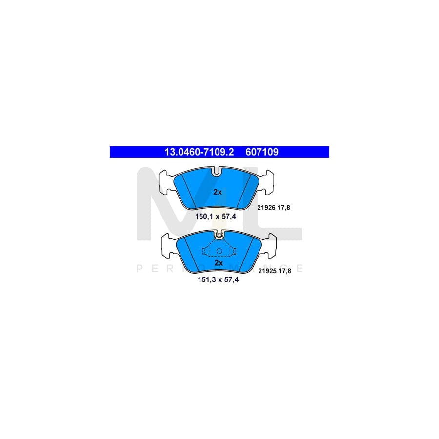 ATE 13.0460-7109.2 Brake pad set excl. wear warning contact, prepared for wear indicator