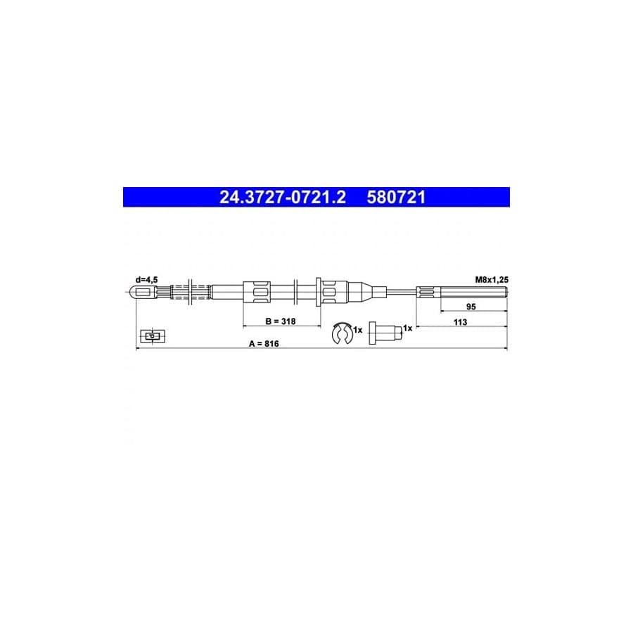 ATE 24.3727-0721.2 Hand Brake Cable