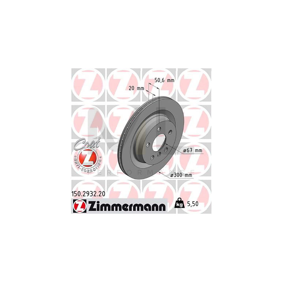 ZIMMERMANN COAT Z 150.2932.20 Brake Disc Internally Vented, Coated, High-carbon - 1 piece