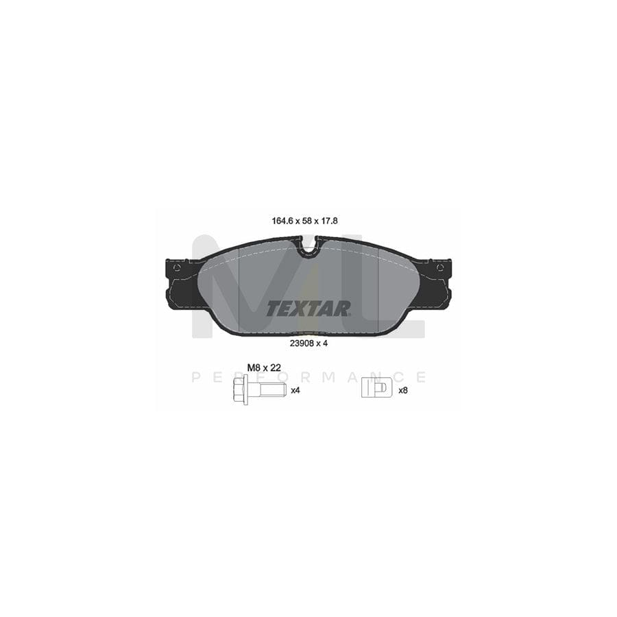 TEXTAR 2390801 Brake pad set prepared for wear indicator, with accessories | ML Performance Car Parts