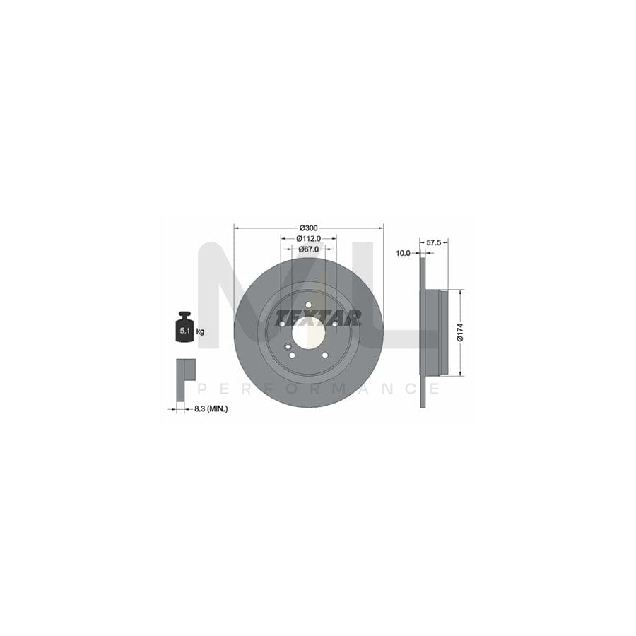 TEXTAR 92163300 Brake Disc Solid, without wheel hub, without wheel studs | ML Performance Car Parts