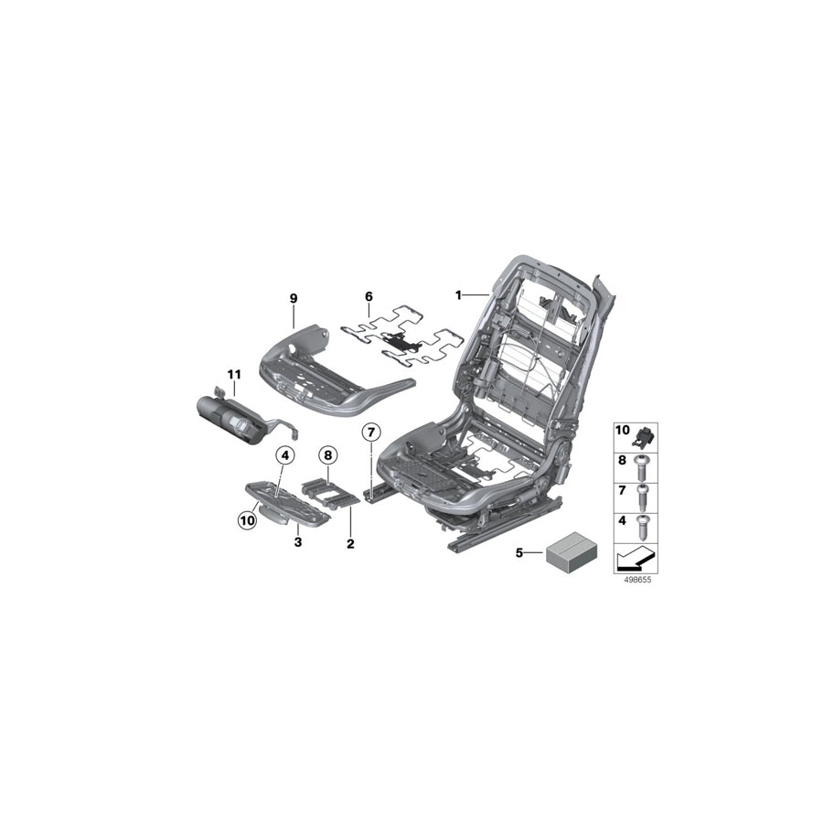 Genuine BMW 52107276863 F13 F12 Clip, Thigh Support (Inc. 650iX 4.4, 650i & 640iX) | ML Performance US Car Parts
