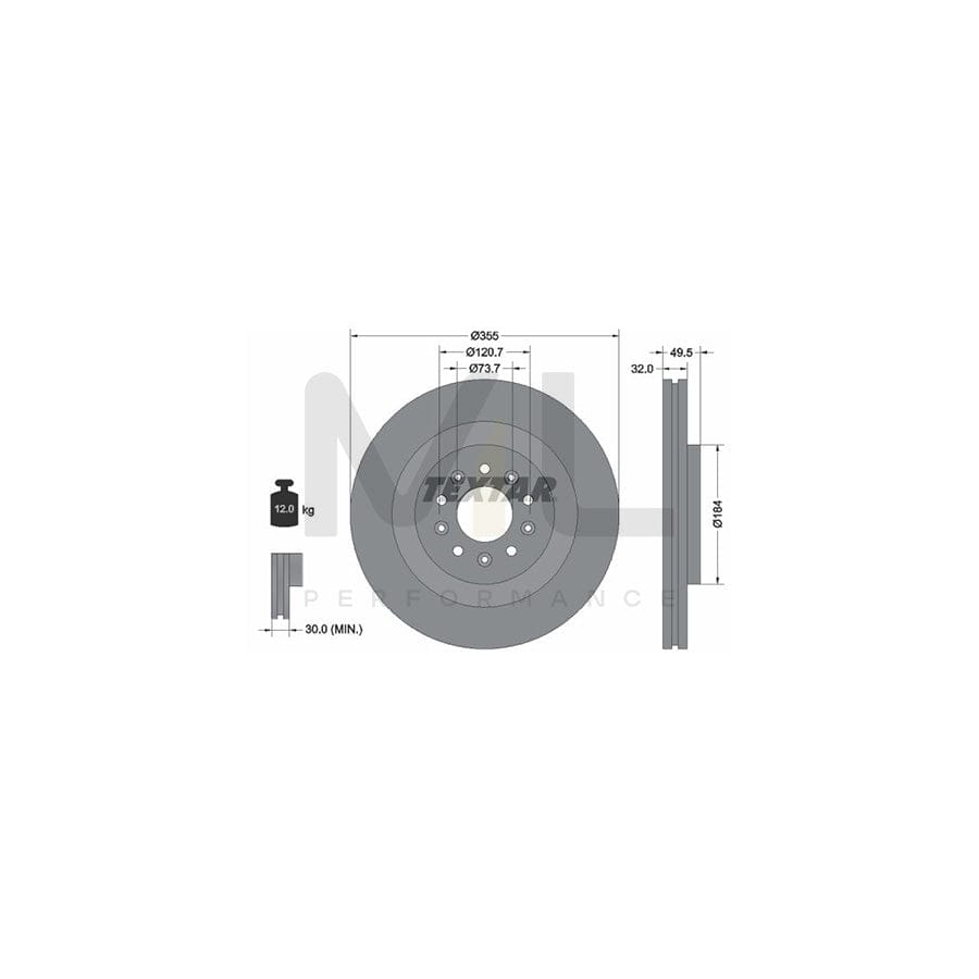 TEXTAR PRO 92234603 Brake Disc Internally Vented, Coated, without wheel hub, without wheel studs | ML Performance Car Parts