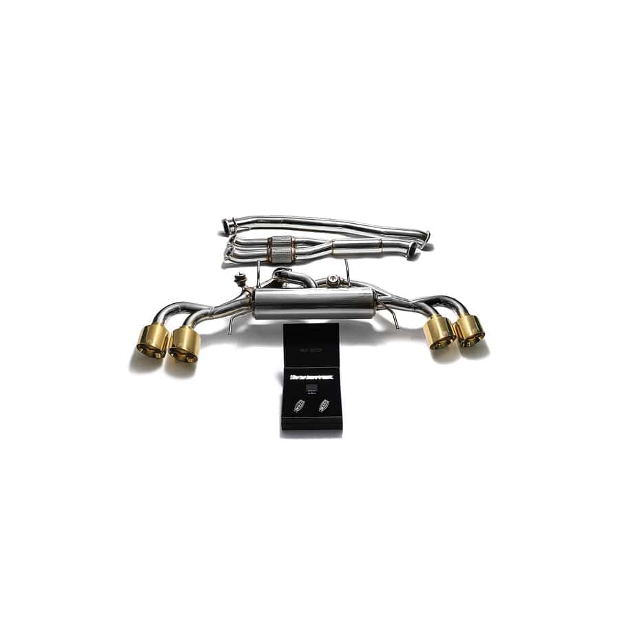 Armytrix NI35S-AF NI35S-QS12G Valvetronic 90mm Exhaust System w/Race Y-Pipe & Nissan GT-R R35 2009-2021 with Quad Gold 5"