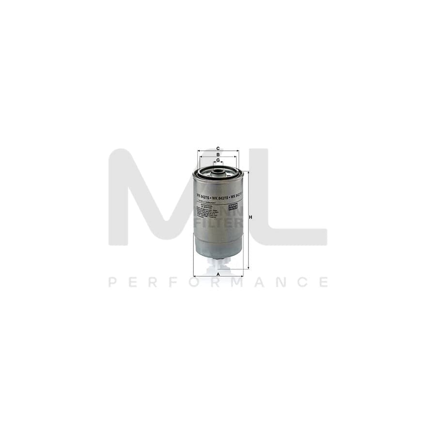 MANN-FILTER WK 842/15 Fuel filter for FIAT DUCATO Spin-on Filter