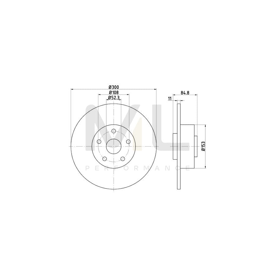 TEXTAR 92119500 Brake Disc Solid, with wheel hub, without wheel studs | ML Performance Car Parts