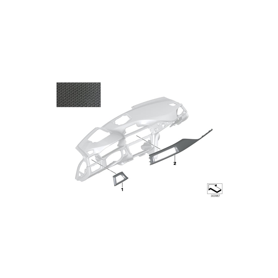 Genuine BMW 51457985085 F30 F31 Decor Strip, Leathr, Instr. Panel, Left OPALWEISS (Inc. 320d ed, 320i ed & 330d) | ML Performance US Car Parts