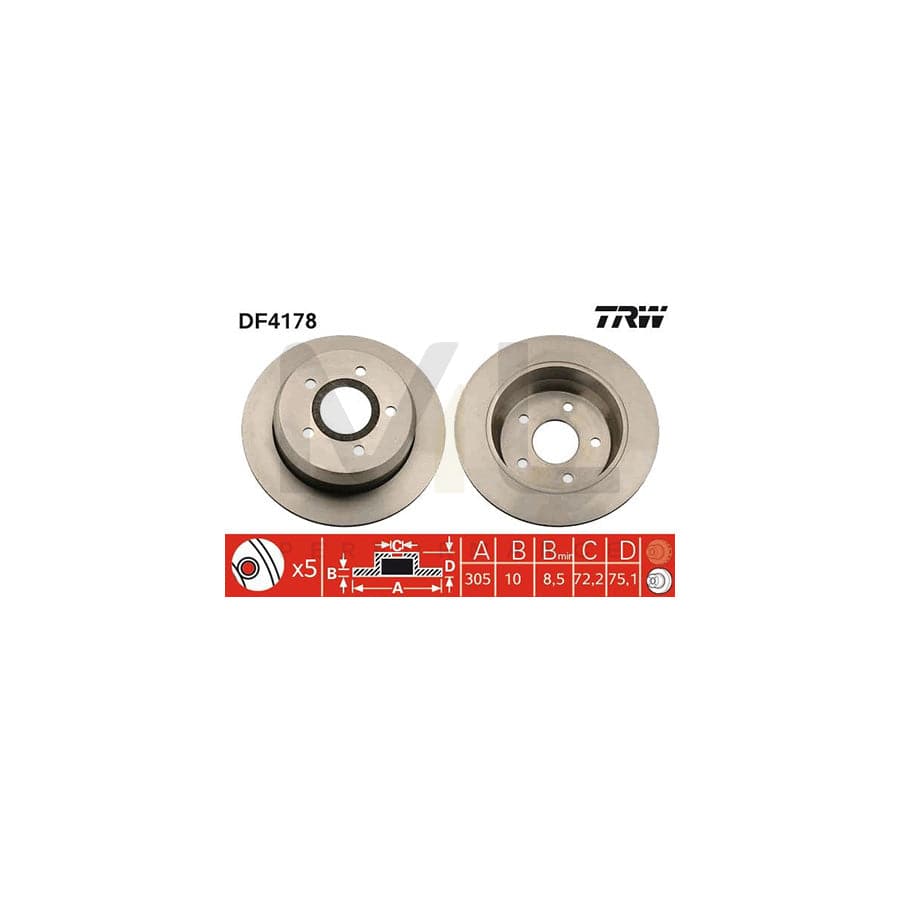 TRW DF4178 Brake Disc Solid, Painted | ML Performance Car Parts