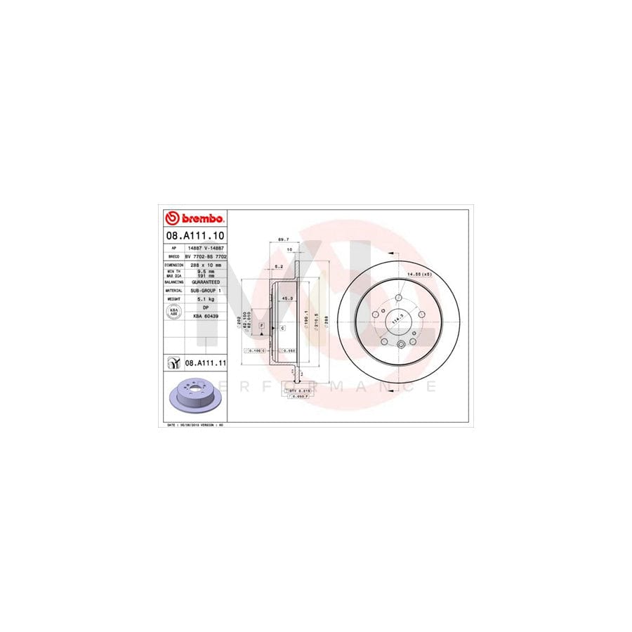BREMBO 08.A111.10 Brake Disc Solid | ML Performance Car Parts