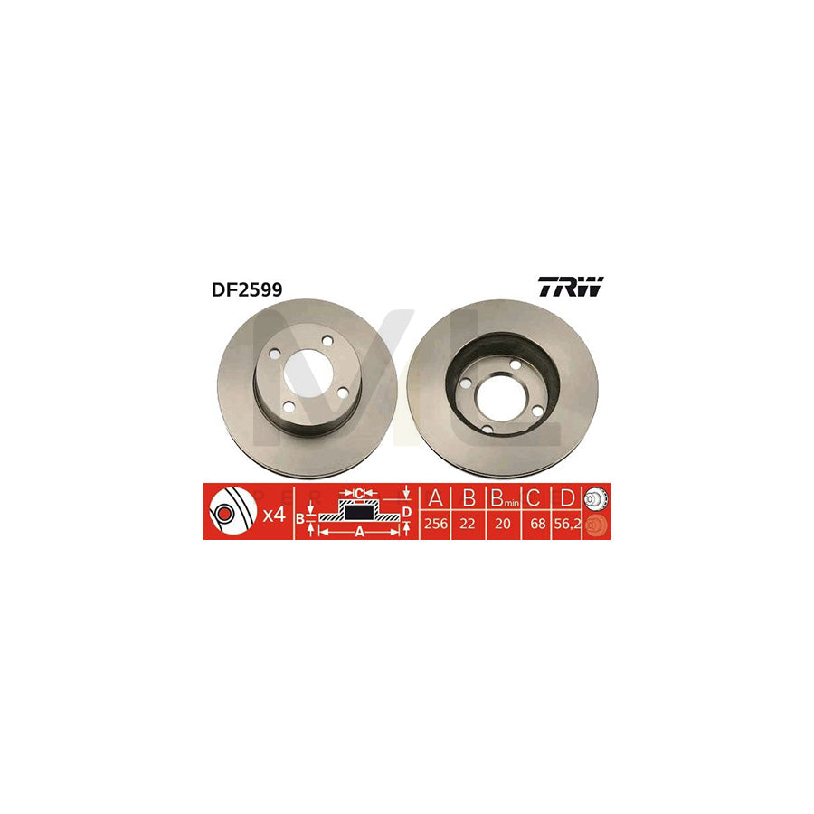 TRW DF2599 Brake Disc Vented | ML Performance Car Parts