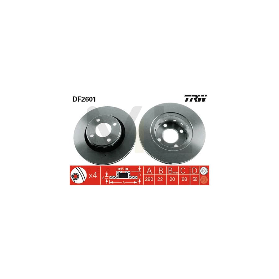 TRW DF2601 Brake Disc Vented, Painted | ML Performance Car Parts