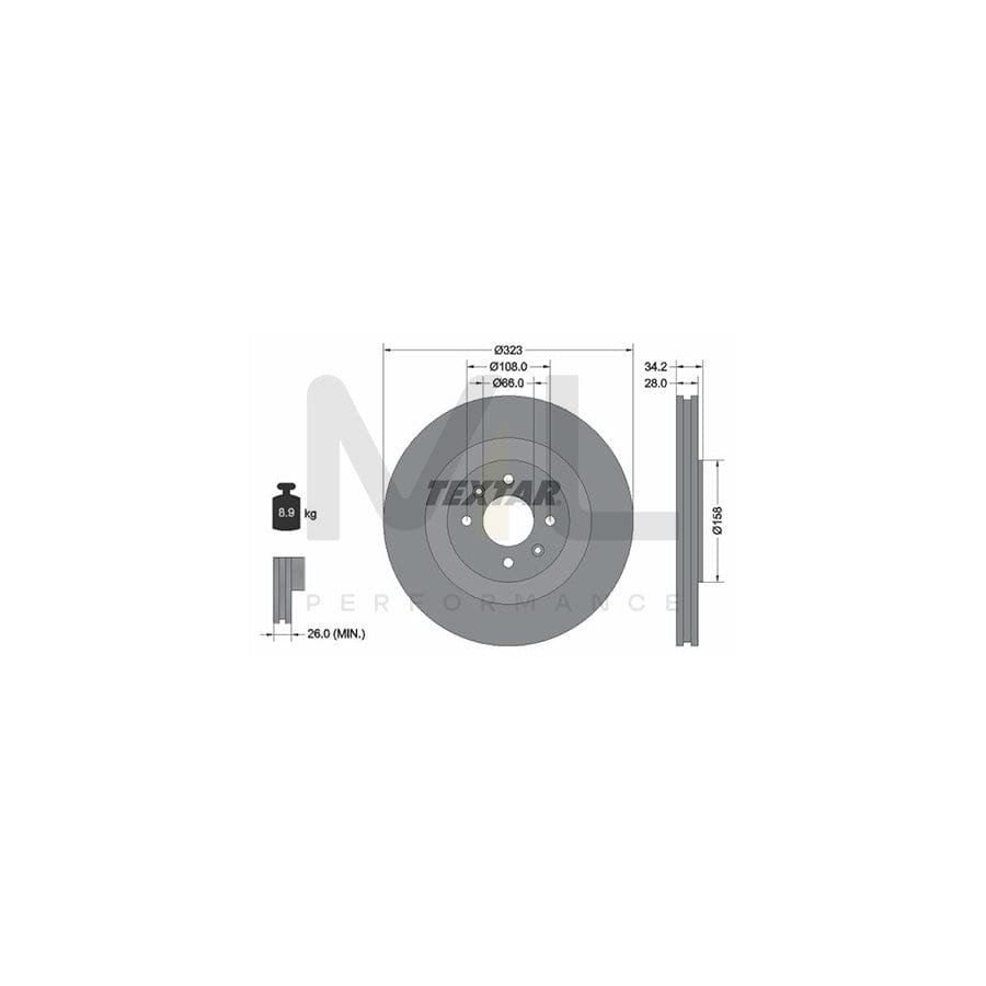 TEXTAR PRO 92267103 Brake Disc Internally Vented, Coated, without wheel hub, without wheel studs | ML Performance Car Parts