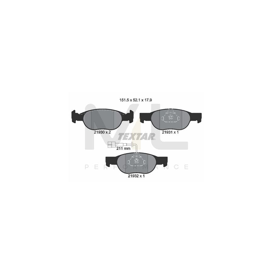 TEXTAR 2193002 Brake pad set with integrated wear warning contact | ML Performance Car Parts