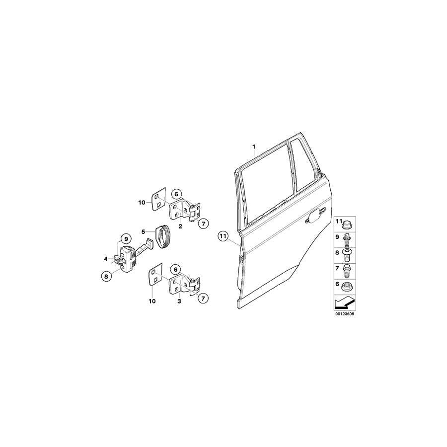 Genuine BMW 41003449338 E83 Door Rear Right (Inc. X3) | ML Performance US Car Parts