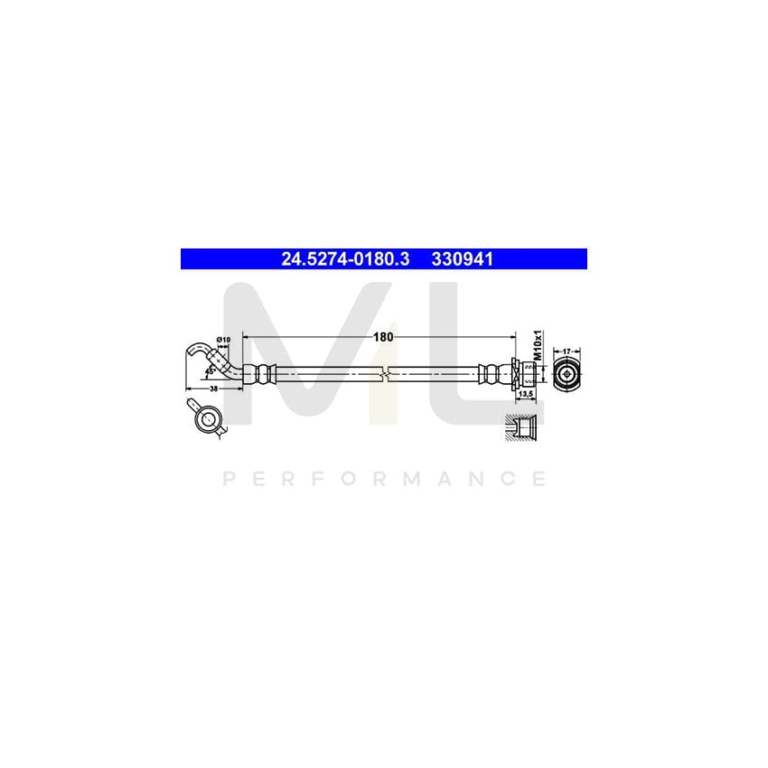 ATE 24.5274-0180.3 Brake Hose 180mm, M10x1